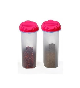Moonstar İkili Baharatlık Tuzluk Karabiberlik Pratik Kullanım 2X200ML (Fuşya)