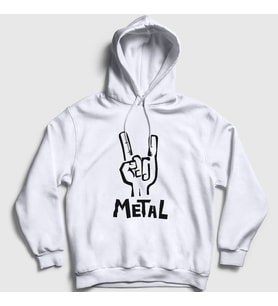 Presmono Unisex Beyaz Hand Sign Metal Kapüşonlu Sweatshirt 315010tt (Beyaz)