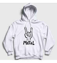 Presmono Unisex Beyaz Hand Sign Metal Kapüşonlu Sweatshirt 315010tt (Beyaz)