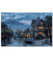 Cakapuzzle Yağmurlu Sokaklar Tramvaylar Gece Işıkları Puzzle Yapboz MDF (Ahşap) (500 Parça)
