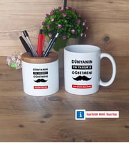 Erkek Öğretmene Hediye Kalemlik, Kupa Bardak T Kişiye Özel Hediye (Model 4)