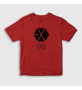 Presmono Unisex Çocuk Beyaz Logo Exo T-Shirt 61478tt (Kırmızı)