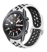 Huawei Watch GT GT2 GT3 GT4 42mm/Honor Magic 2 Kordon Delikli Spor Kordon (Beyaz-Siyah)