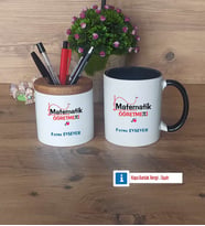 Matematik Öğretmeni Kalemlik, Kupa Bardak T Kişiye Özel Hediye Öğretmenler Günü Hediyesi (Model 12)