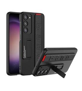 Galaxy S24 Plus Kılıf Standlı El Tutacaklı Band Kılıf (Karbon)