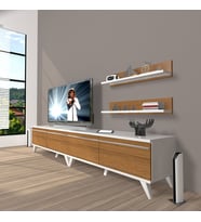 Decoraktiv Eko 200T Mdf Retro Tv Ünitesi Tv Sehpası (Beyaz - Ceviz)