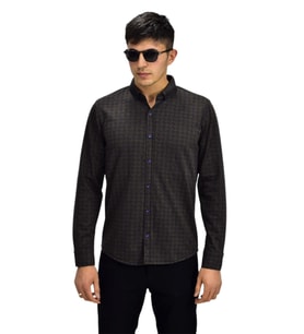 Erkek Spor Jakarlı Uzun Kol Gömlek R6490 BGL-ST03203 (Kahverengi)