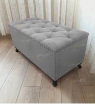 Lüks Sandıklı Kapitoneli Ayakucu Puf Bench 120 cm Siyah Ayak (Gri)