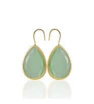 Kadir Jewellery 22 Ayar Altın Kaplama Damla Taşlı Küpe -El İşçiliği Ve Hipoalerjenik Küpe (Açık Yeşil)