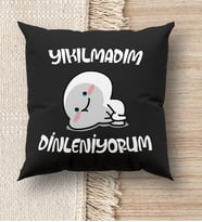 BK Gift Esprili Premium Kumaş Siyah Kırlent Yastık, Ev Hediyesi, Ev Dekorasyonu, Dekoratif Hediye (Model 1)