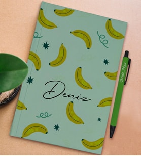 BK Gift Kişiye Özel İsimli Su Yeşili Sert Kapaklı Defter ve Tükenmez Kalem Seti, Arkadaşa Hediye, Yeni İş Hediyesi, Doğum Günü Hediyesi (Model 13)