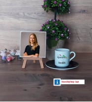 Bankacıya Hediye Fotoğraflı Dekoratif Taş, Ahşap Altlıklı Türk Kahvesi Fincanı Hediye (Model 7)