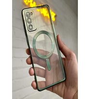 Samsung Galaxy S20 FE Kılıf Kamera Lens Korumalı Renkli Magsafe Şeffaf Silikon (Koyu Yeşil)
