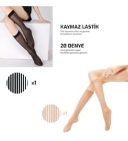 Diz Altı İnce Tül Çorap - 20 Denye Kadın Çorabı - Dayanıklı - Hafif Ve Nefes Alabilir (Ten - Siyah)