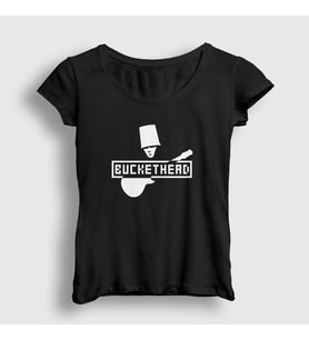 Presmono Kadın Beyaz Logo Buckethead T-Shirt 456527tt (Siyah)