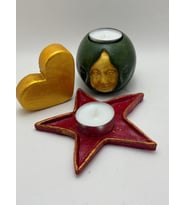 Yılbaşı 3lü Mumluk Yıldız Kalp Set (Yeşil)