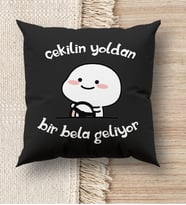 BK Gift Esprili Premium Kumaş Siyah Kırlent Yastık, Ev Hediyesi, Ev Dekorasyonu, Dekoratif Hediye (Model 4)