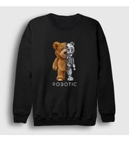 Presmono Unisex Beyaz Robot Ayı Teddy Bear Sweatshirt 306093tt (Siyah)