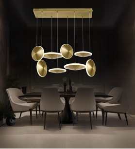 Astra 8'li Sıralı Disk Avize Led Avize Aydınlatma (Eskitme Altın)