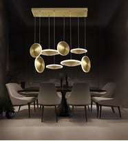 Astra 8'li Sıralı Disk Avize Led Avize Aydınlatma (Eskitme Altın)