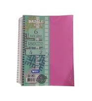 Orta Boy 4+2 Ayraçlı Defter 6 Konulu 180 Yaprak 1 Adet 4 Kareli 2 Çizgili Spralli Plastik Kapak Seperatörlü 18x25 cm (Pembe)