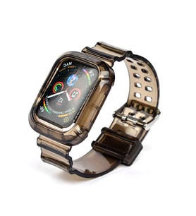Apple Watch 40mm KRD-27 Şeffaf Renkli Transparan Silikon Kordon (Siyah)