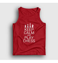 Presmono Unisex Haki Keep Calm And Play Chess Satranç Atlet 335727tt (Kırmızı)