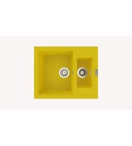 POLEX Cristalüx Granit Eviye P-04 1,5 Gözlü Tezgah Altı Ve Tezgah Üstü Kare Mutfak Evyesi 59,5x49cm (Sarı)