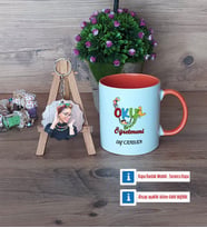 Okul Öncesi Öğretmeni Kupa Bardak Beyaz ve Fotoğraflı Ahşap Anahtarlık Hediye Öğretmenler Günü Hediyesi (Model 13)