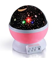 Otomatik Dönen Büyük Boy Çocuk Odası Gece Lambası (Toz Pembe)