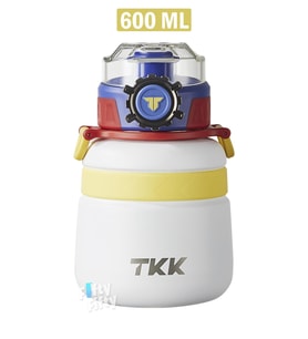 TKK 600 ML Çelik Su Matarası Çift Kullanım Pipetli/Rahat İçim 12 Saat Sıcak/24 Saat Soğuk Termos -2029-600ml (Beyaz)