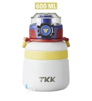 TKK 600 ML Çelik Su Matarası Çift Kullanım Pipetli/Rahat İçim 12 Saat Sıcak/24 Saat Soğuk Termos -2029-600ml (Beyaz)
