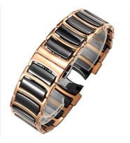 ​​Amazfit GTS Bip Lite S GTR 42mm Kordon Çerçeveli Seramik Metal Kordon (Siyah-Rose Gold)