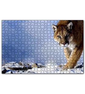Cakapuzzle Karlı Tepedeki Puma  Puzzle Yapboz MDF (Ahşap) (1000 Parça)