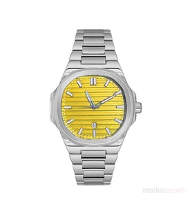 Markasepeti Patek Model Geometrik Tasarım Lüks Kol Saati (Sarı)