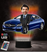 Doğum Günü Hediyesi,Sevgiliye Hediye, Kişiye Özel Fotoğraflı Mercedes Tasarımlı Erkek Karikatür 3D Led Lamba (RGB)