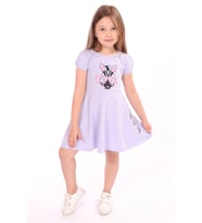 Toontoy Kız Çocuk Bisiklet Yaka Zebra Baskılı Elbise (Mavi)
