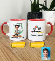 Kişiye Özel Karikatürlü Muhasebeci Hediye Kupa Bardak Erkek Muhasebeciye Hediye (Pembe)