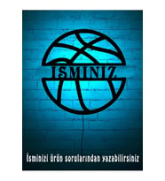 Mony Tasarım Isimli Basket Topu Led Işıklı Tablo, Çocuk Odası Aydınlatma Lamba (Mavi)