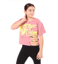 Toontoy Kız Çocuk Baskılı Tişört (Gül Kurusu)