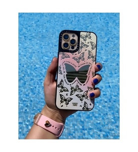 Aynalı Desenli Kolaj Xiaomi Note 11 Pro Uyumlu Telefon Kılıfı (Siyah-Pembe)
