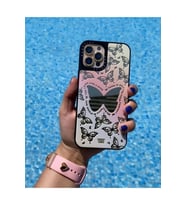 Aynalı Desenli Kolaj Xiaomi Note 11 Pro Uyumlu Telefon Kılıfı (Siyah-Pembe)