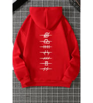 Unisex Ninja Akatsuki Sırt Baskılı Sweatshirt (Kırmızı)