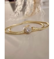 Prenses Taşlı Kalp Aşk Love Pandor Kolye (Gold)
