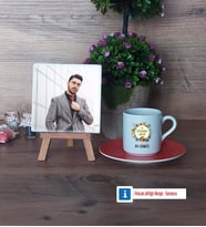 Veteriner Hekim Fotoğraflı Dekoratif Taş, Ahşap Altlıklı Türk Kahvesi Fincanı Hediye Veteriner Hekimler Günü Hediyesi (Model 8)