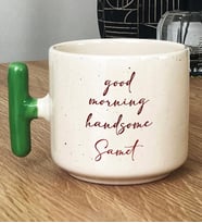 Kişiye Özel Good Morning Handsome Hediye T Kupa Bardak Sevgiliye Hediye (Yeşil)
