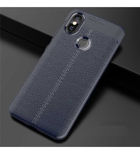 Xiaomi Mi A2 Lite Kılıf Deri Tarzı Niss Silikon Case (Lacivert)