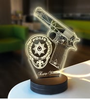 Kişiye Özel Polisler için Rozetli Hediye Led Lamba (Beyaz)