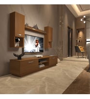 Decoraktiv Eko 5DAB Slm Dvd Tv Ünitesi Tv Sehpası - Parlak Beyaz (Ceviz)
