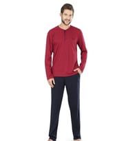 Erkek Penye Çizgili Pijama Lacivert (Bordo)